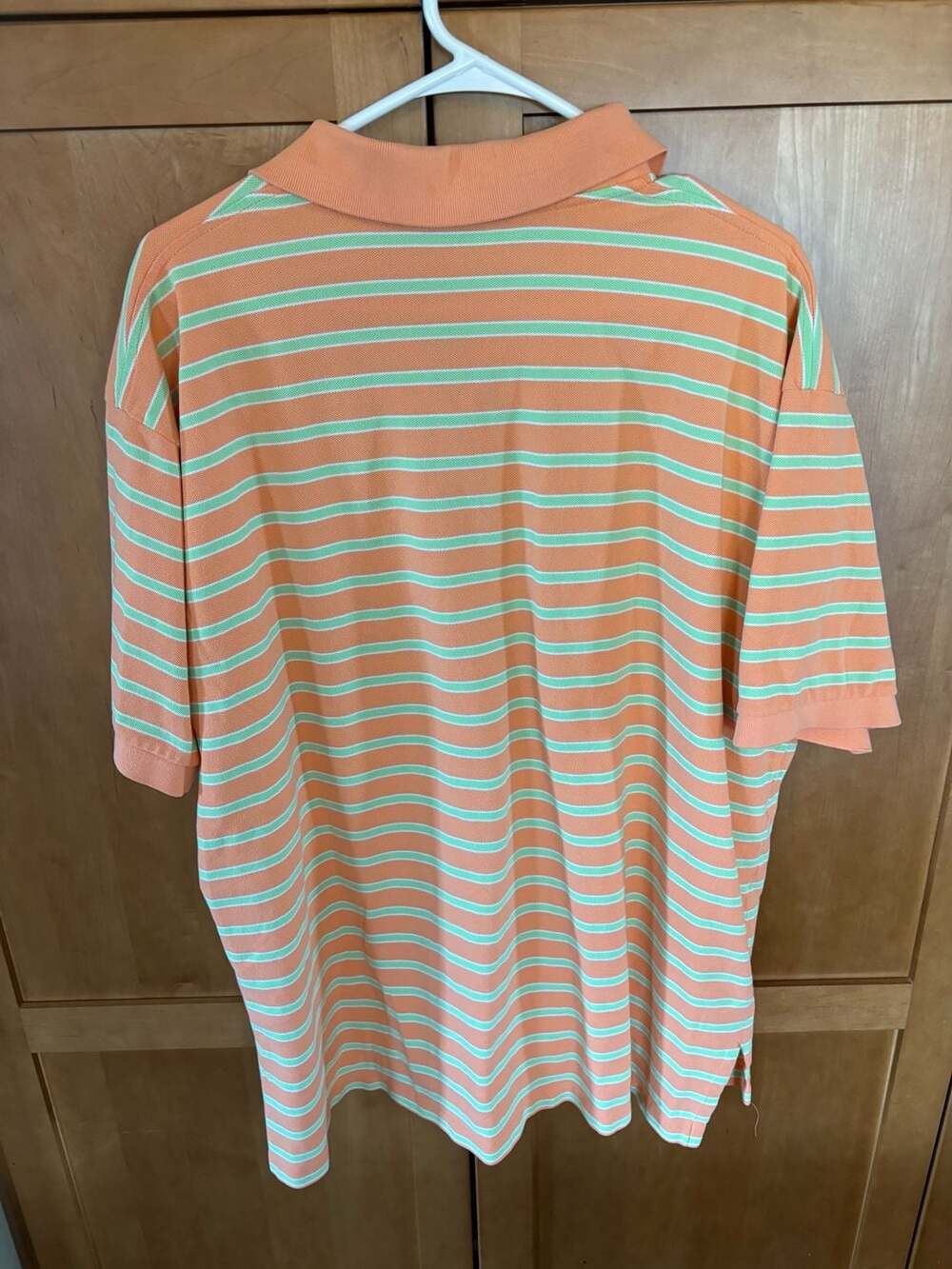 Vintage Polo Ralph Lauren Striped Polo Shirt Peach and Mint Green 2XL Big - Picture 4 of 4